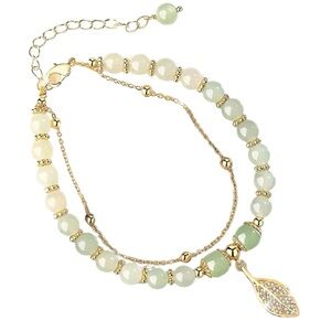 14k Gold Plated Jade Butterfly Crystal Glass Bracelet